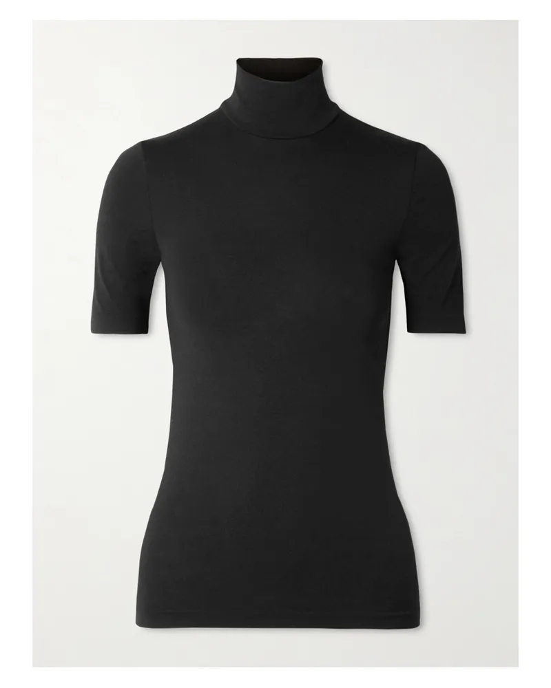 Wolford Net Sustain Aurora Rollkragenoberteil Aus Jersey Aus Einer Modalmischung - Schwarz Schwarz