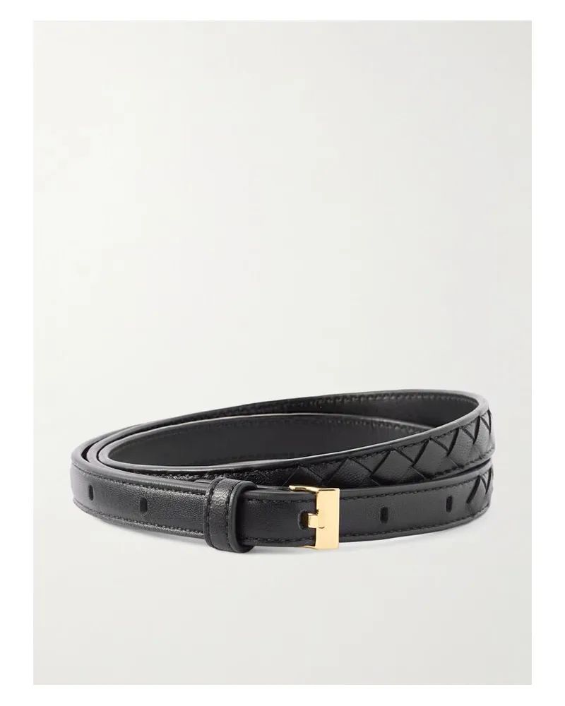 Bottega Veneta Gürtel Aus Intrecciato-leder - Schwarz Schwarz