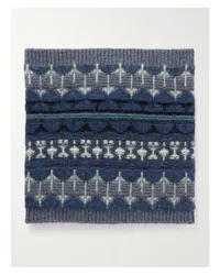 Loro Piana Noel Fair Isle Schlauchschal aus Kaschmir Blau