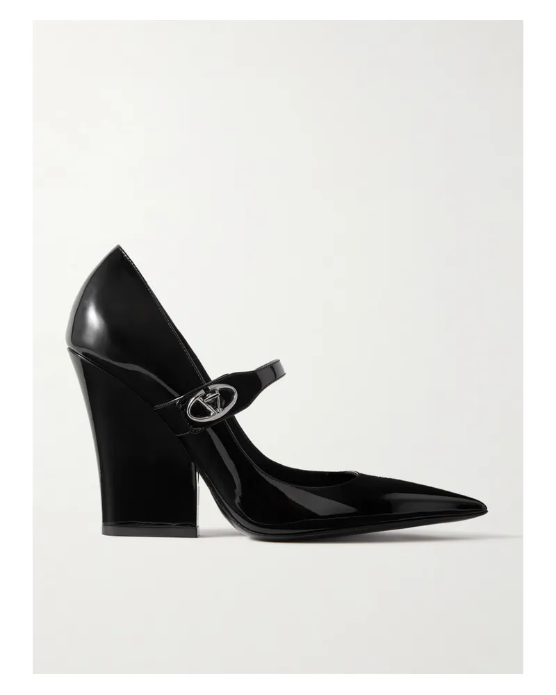 Valentino Garavani Vlogo Lockette Mary-jane-pumps Aus Lackleder - Schwarz Schwarz