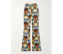 Saturday Night Schlaghose Aus Bedrucktem Baumwollsamt - Grün