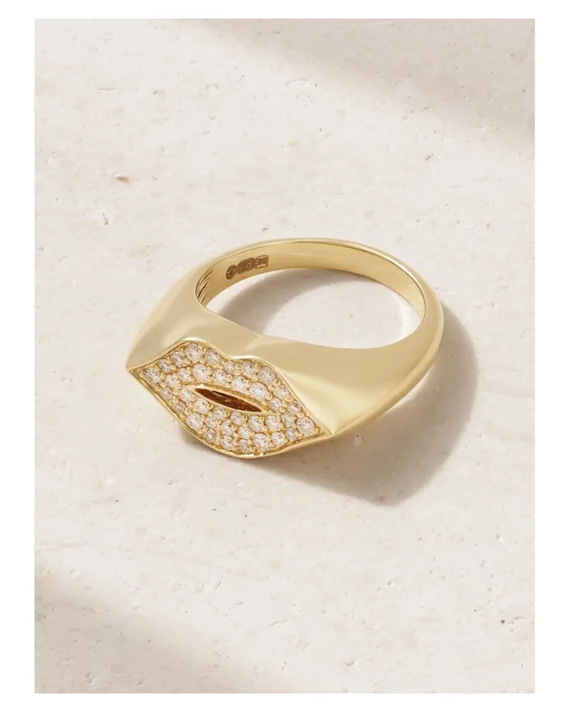 Sydney Evan Lips Ring Aus 14 Karat Gold Mit Diamanten Gold