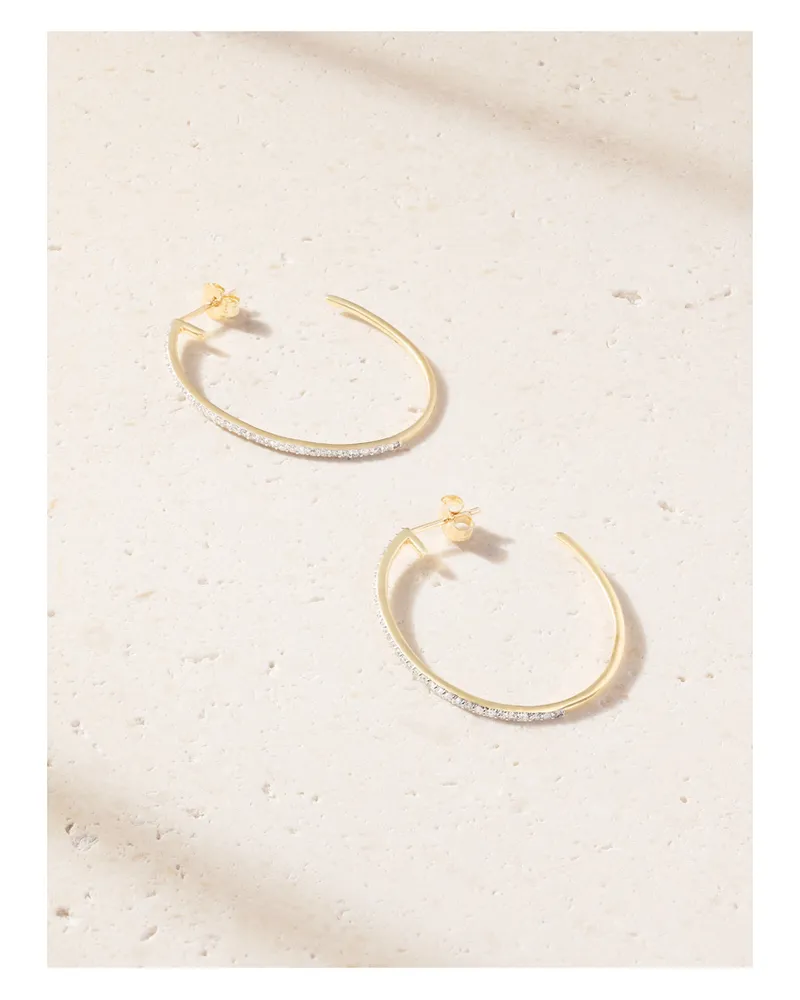 Stone & Strand Rhodium-plated 10-karat Gold Diamond Hoop Earrings Gold