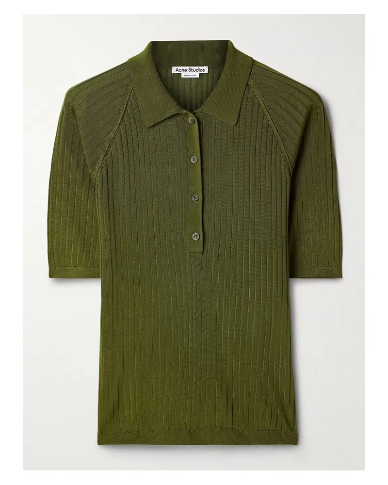 Acne Studios Polohemd Aus Rippstrick - Grün Grün