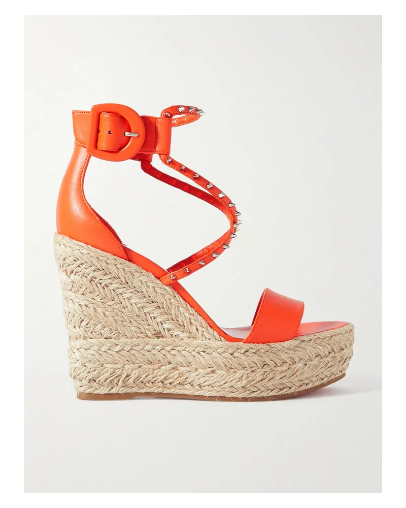 Christian Louboutin Chocazeppa 120 Espadrille-wedges aus Leder Orange