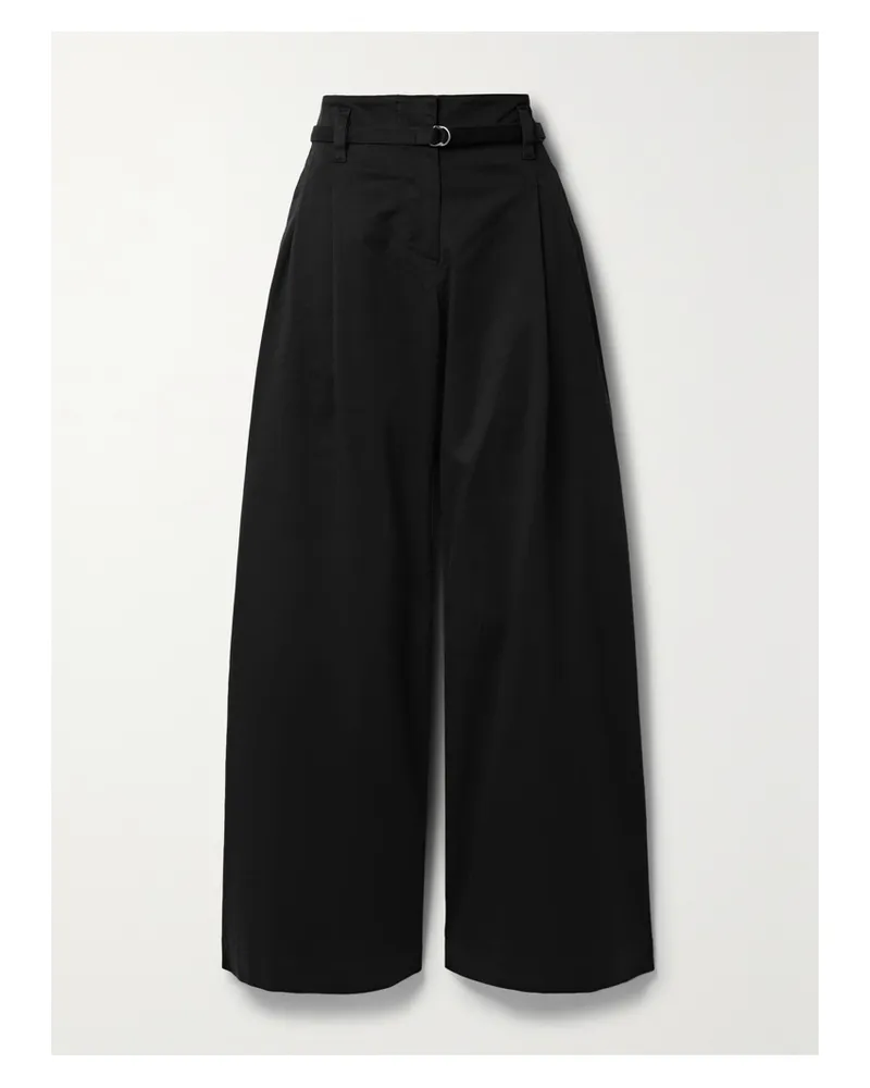 Proenza Schouler Raver Hose Mit Weitem Bein Aus Twill Aus Einer Baumwollmischung Mit Gürtel - Schwarz Schwarz