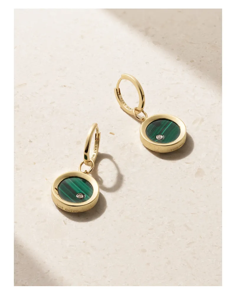 MATEO Convertible 14-karat Gold, Malachite And Diamond Earrings - Green Green