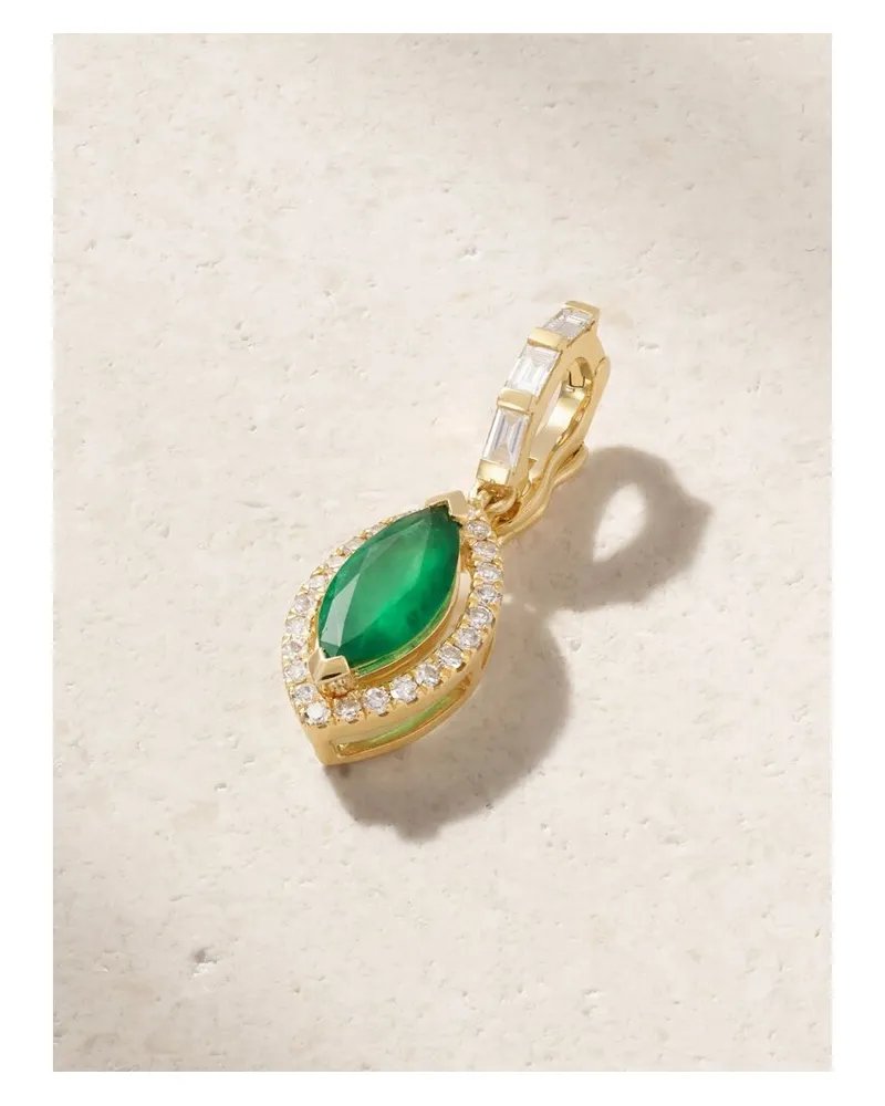 SHAY Halo Clip Anhänger Aus 18 Karat Gold Mit Smaragd Und Diamanten Gold