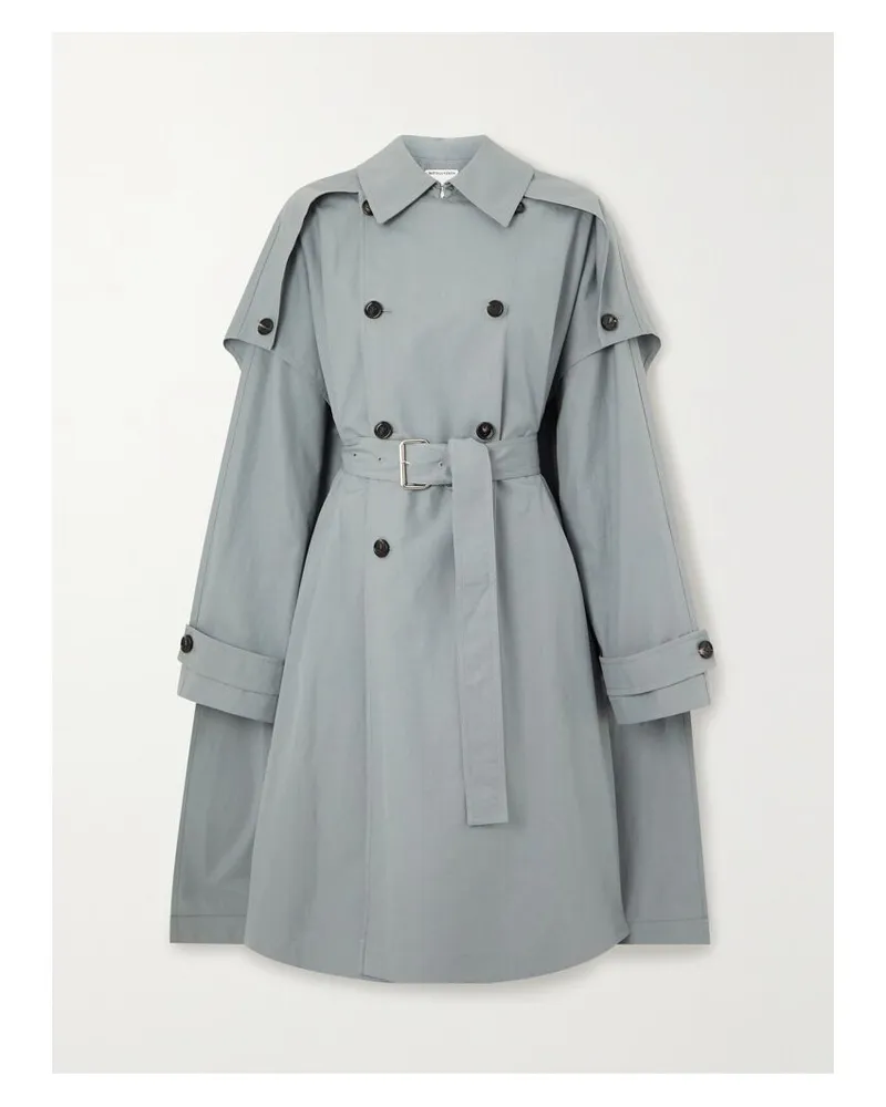 Bottega Veneta Trenchcoat Aus Baumwollgabardine Mit Cape-effekt - Grau Grau