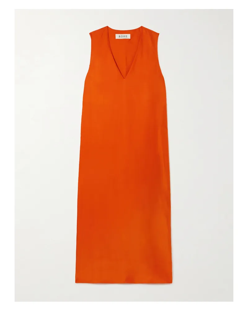 Róhe Maxikleid Aus Seidensatin - Orange Orange