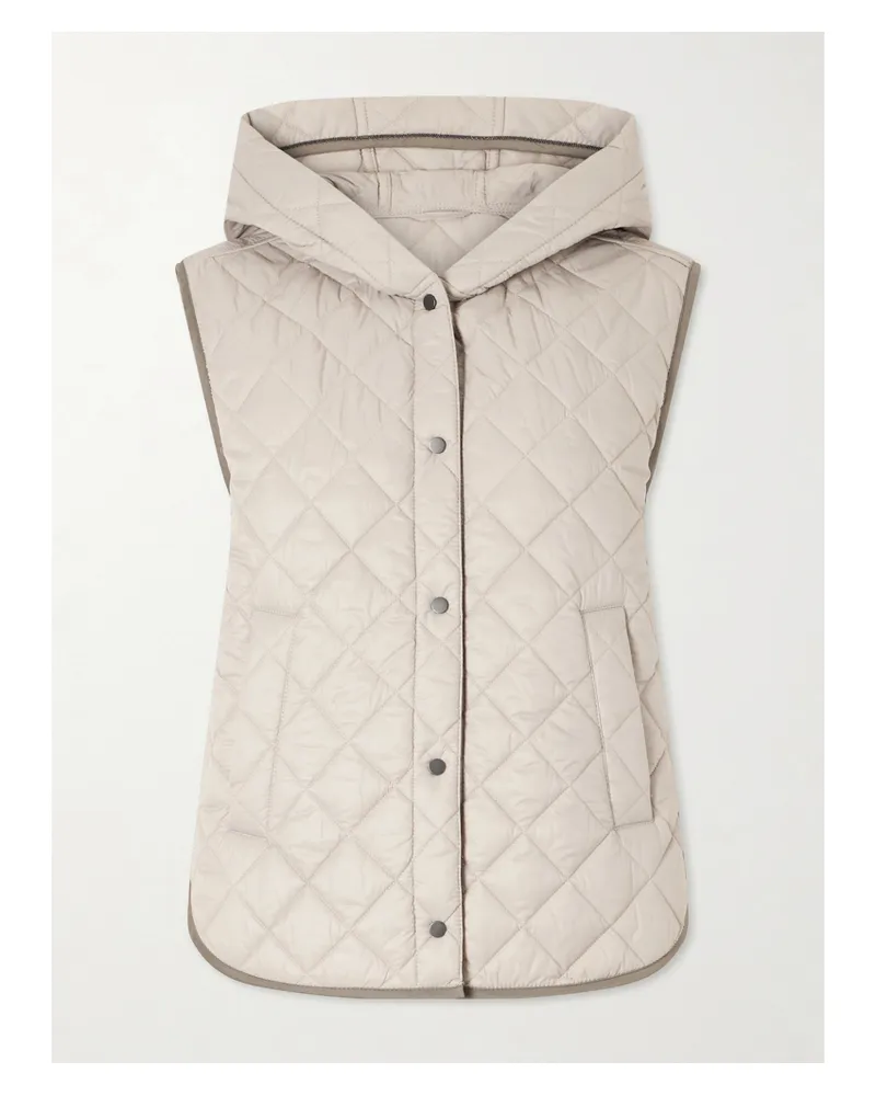 Brunello Cucinelli Hooded Quilted Shell Vest - Gray Gray