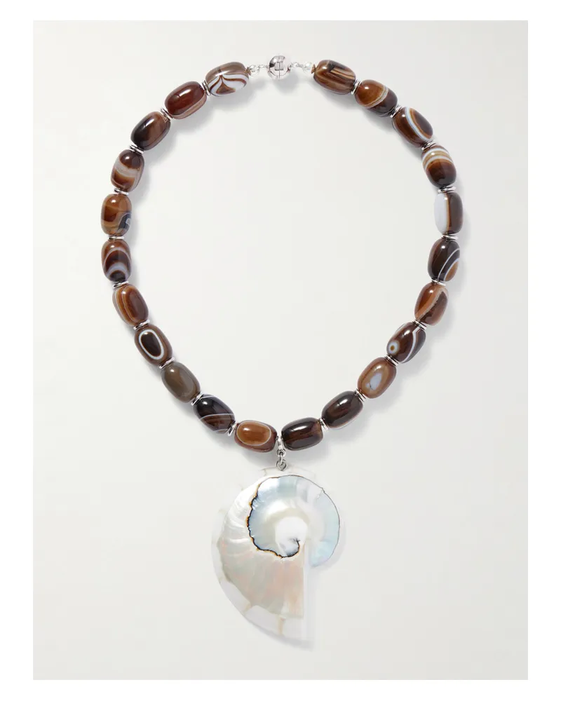 JULIETTA Firenze Silver-tone, Resin And Shell Necklace - Brown Brown