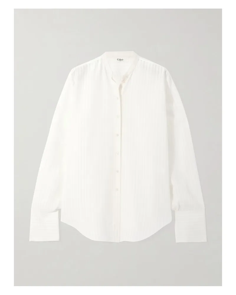 Chloé Hemd Aus Gestreiftem Crêpe - Weiß Weiß