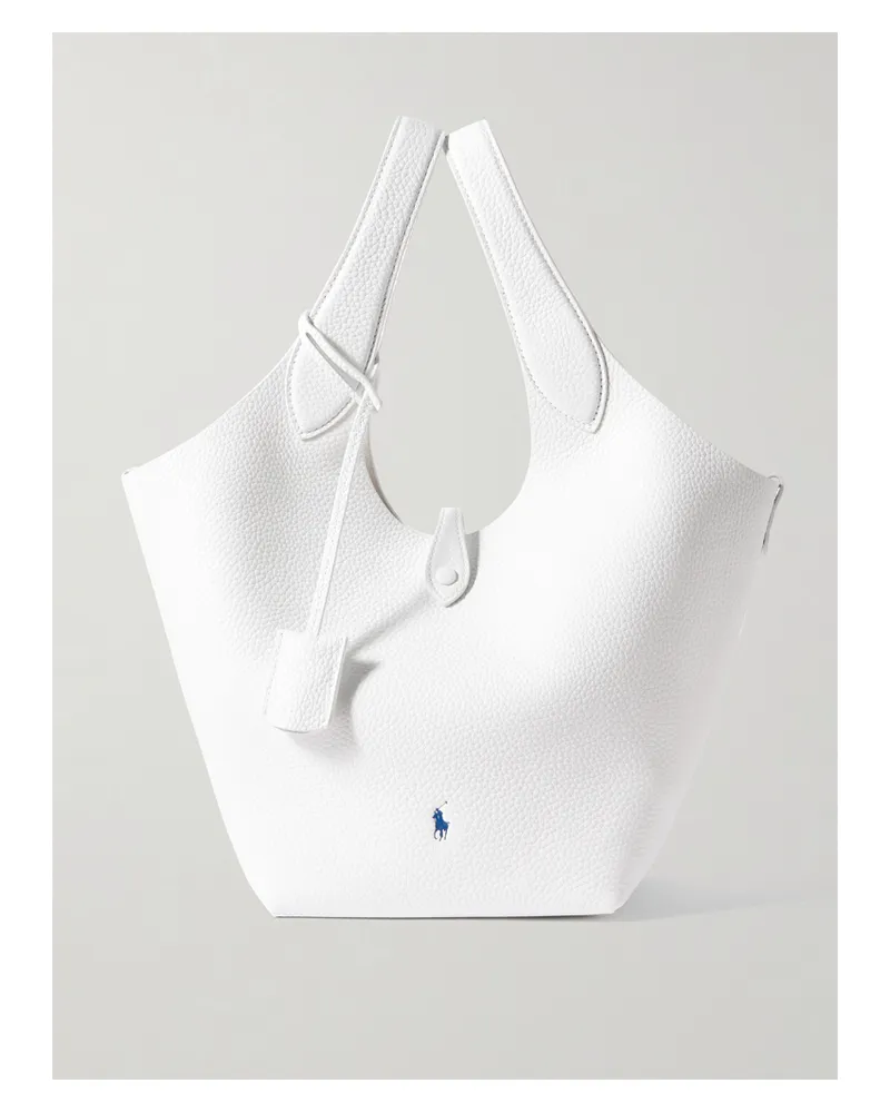 Ralph Lauren Polo Play Medium Textured-leather Tote - White White