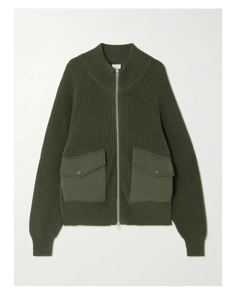 Varley Tessa Cardigan Aus Gerippter Baumwolle Mit Besätzen Aus Doublesoft®-material - Grün Grün