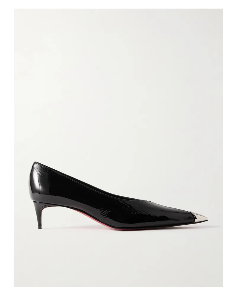 Christian Louboutin Katissima 45 Embellished Patent-leather Point-toe Pumps - Black Black