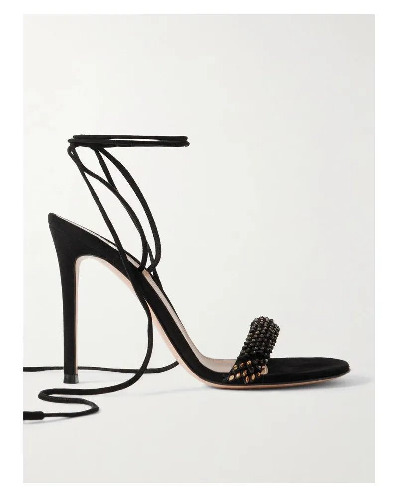 Gianvito Rossi 105 Sandalen Aus Veloursleder Mit Verzierungen - Schwarz Schwarz