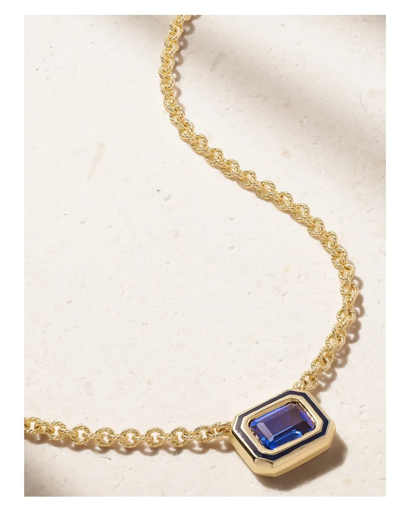 Alison Lou Madison 14-karat Gold, Laboratory-grown Sapphire And Enamel Necklace - Blue Blue