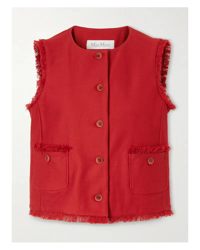 Max Mara Frayed Cotton-twill Vest - Red Red