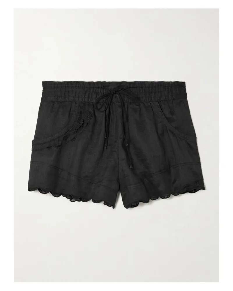 Isabel Marant Lola Shorts Aus Ramie Mit Lochstickerei - Schwarz Schwarz
