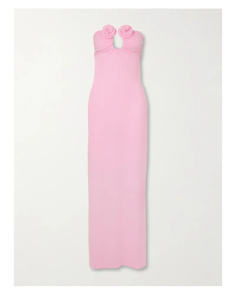 Magda Butrym Trägerloses Maxikleid Aus Stretch-jersey Mit Raffungen Und Applikationen - Pink Pink