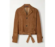 Alfi Verkürzte Jacke Aus Veloursleder Mit Bindegürtel - Braun