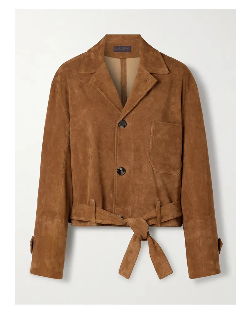 Stouls Alfi Verkürzte Jacke Aus Veloursleder Mit Bindegürtel - Braun Braun