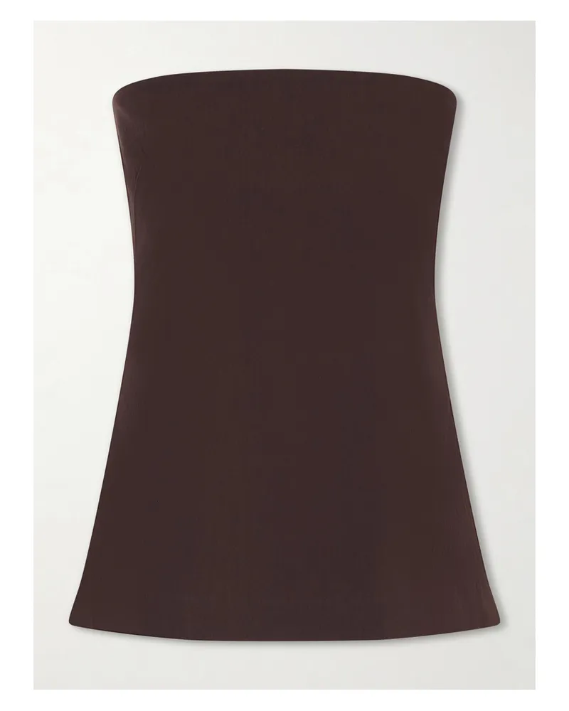 St. Agni Strapless Open-back Cotton-blend Top - Brown Brown