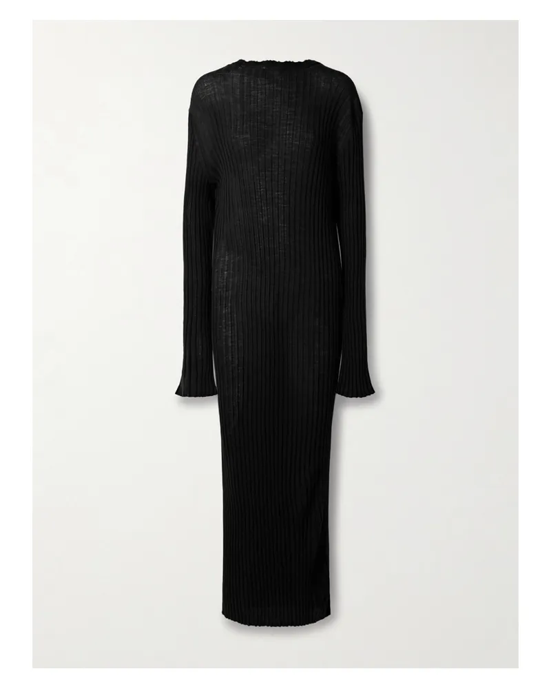 KHAITE Sigrid Maxikleid Aus Einer Gerippten Merinowollmischung - Schwarz Schwarz