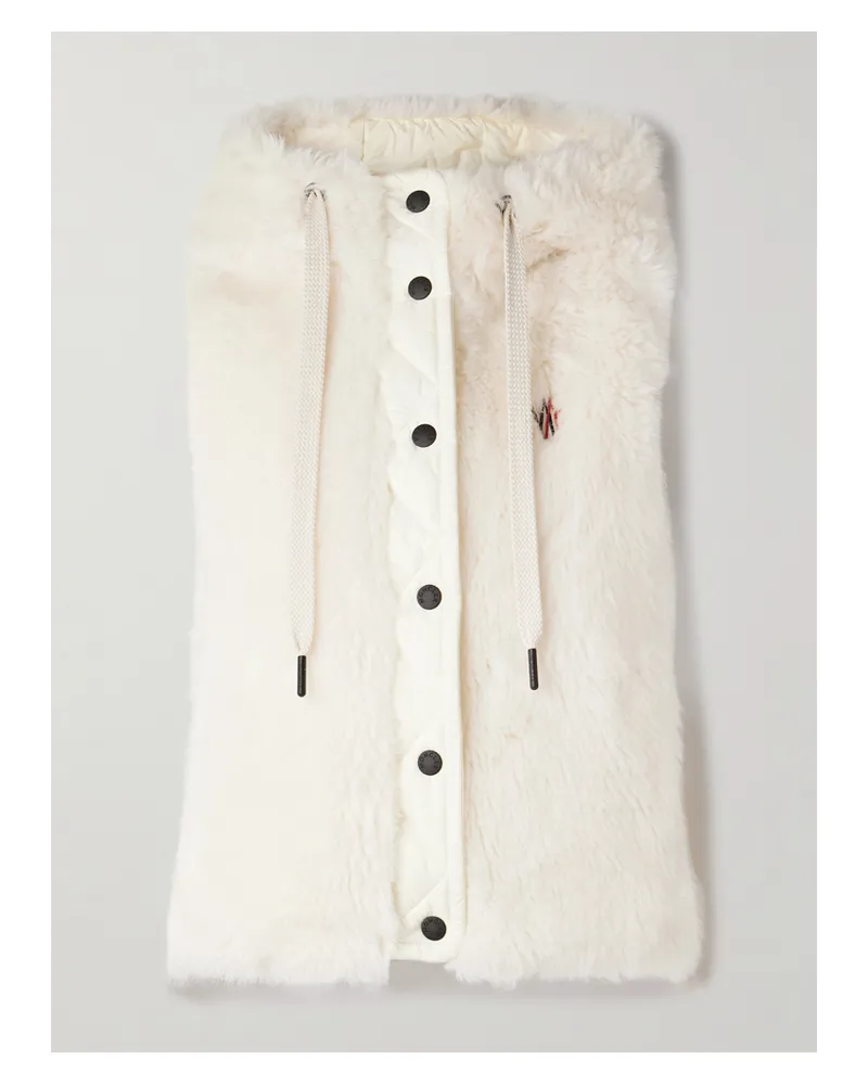 Moncler Arve Weste Aus Plüschmaterial Und Gestepptem Shell Mit Kapuze - Creme Creme
