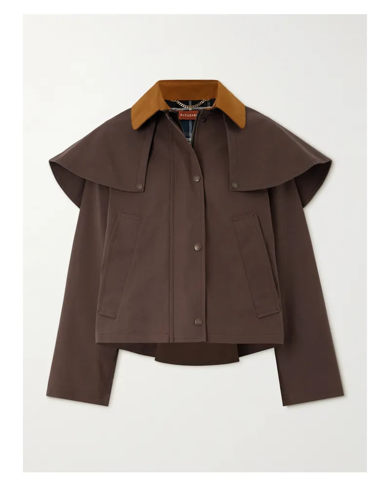 Altuzarra Austen Jacke Aus Baumwoll-canvas Mit Velourslederbesatz - Braun Braun