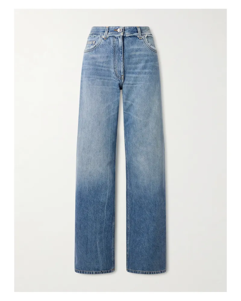 Versace Halbhohe Jeans Mit Geradem Bein Und Distressed-details - Blau Blau