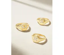 Initial 18-karat Gold Diamond Pinky Ring