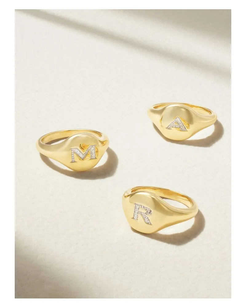 David Yurman Initial Ring Für Den Kleinen Finger Aus 18 Karat Gold Mit Diamanten Gold