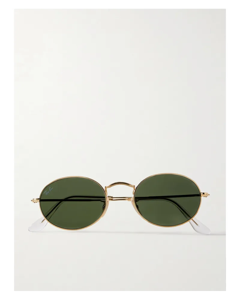 Ray Ban farbene Sonnenbrille mit Ovalem Rahmen Gold