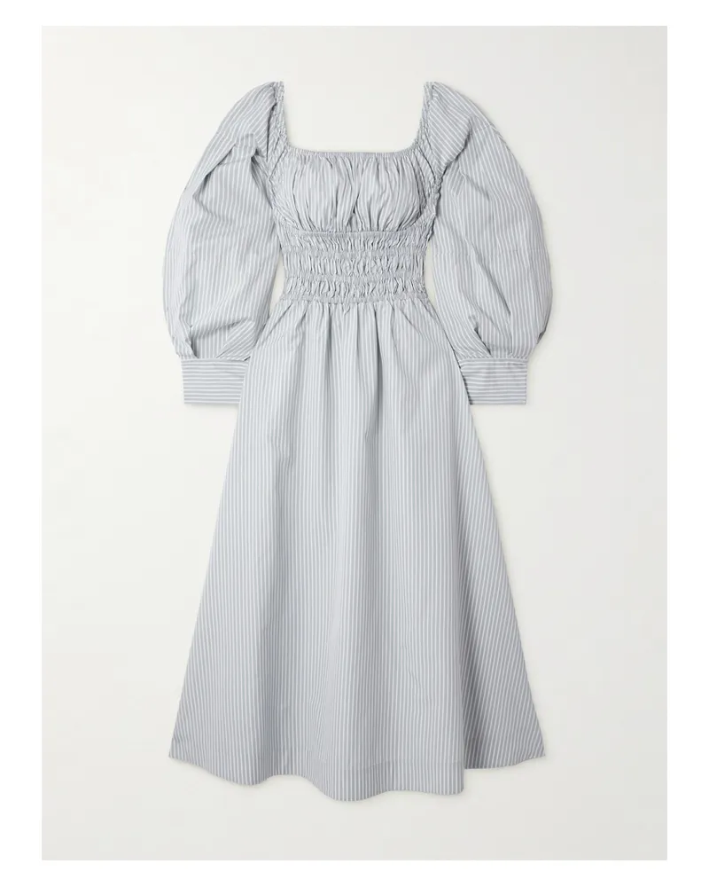 Altuzarra Josie Midikleid Aus Gestreifter Baumwollpopeline Mit Raffungen - Blau Blau