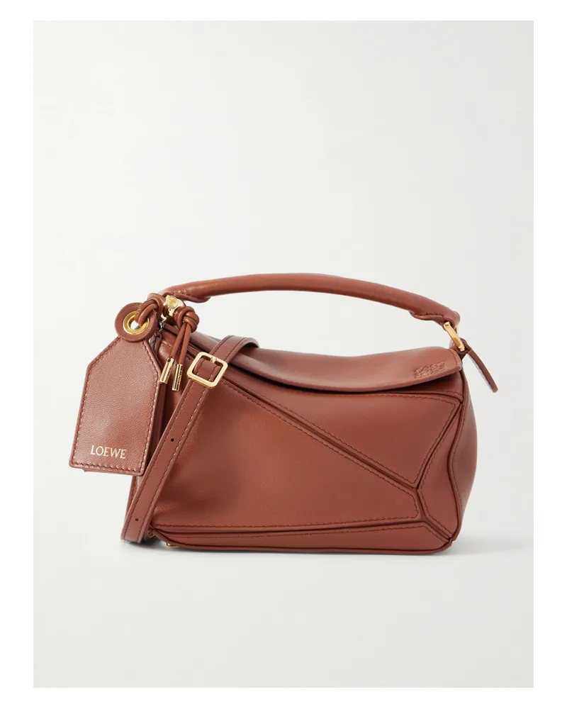 Loewe Featherlight Puzzle Mini Textured-leather Shoulder Bag - Brown Brown