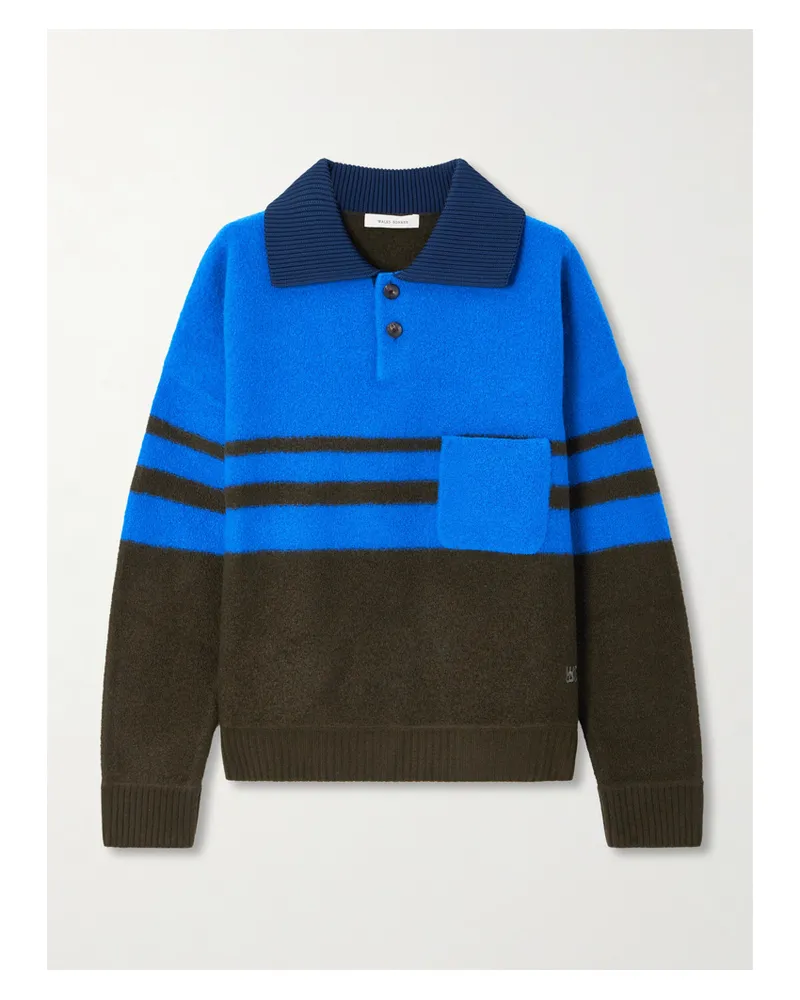 Wales Bonner Calm Pullover Aus Einer Wollmischung Mit Streifen Und Polokragen - Blau Blau