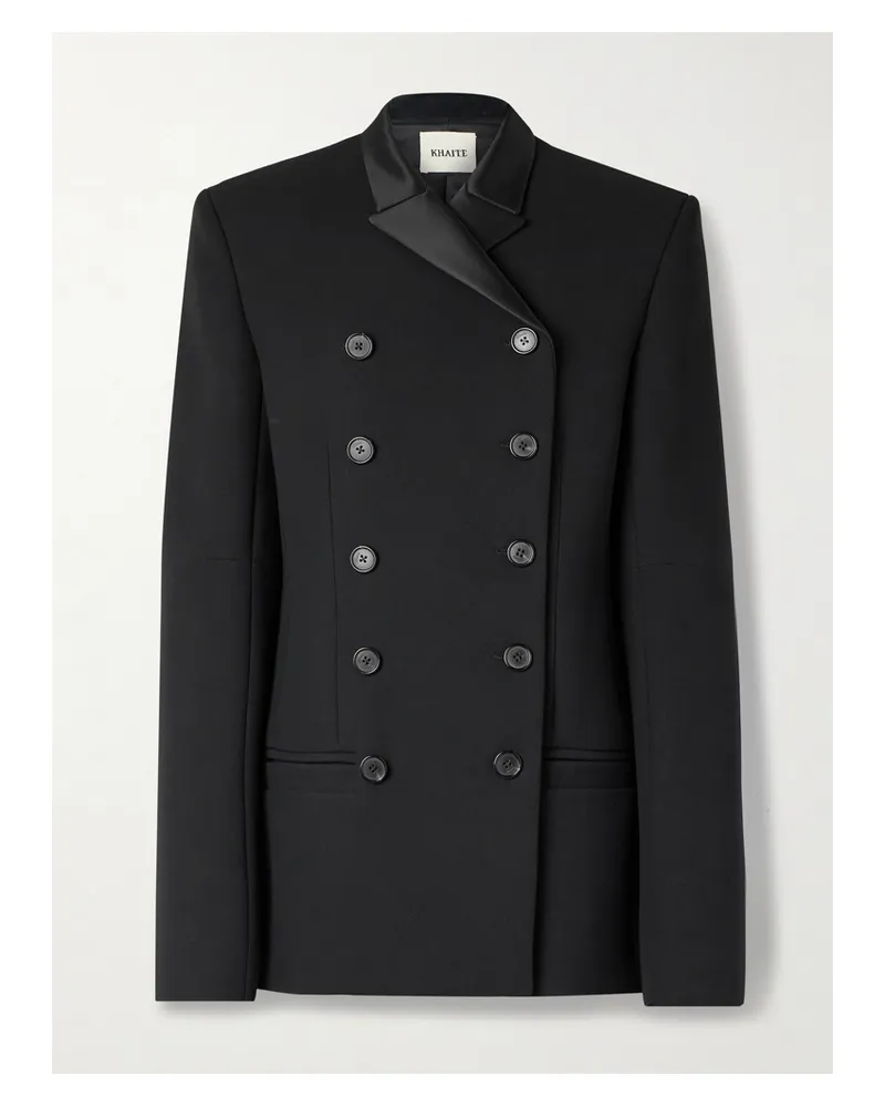 KHAITE Sabel Doppelreihiger Blazer Aus Crêpe Mit Satinbesatz - Schwarz Schwarz