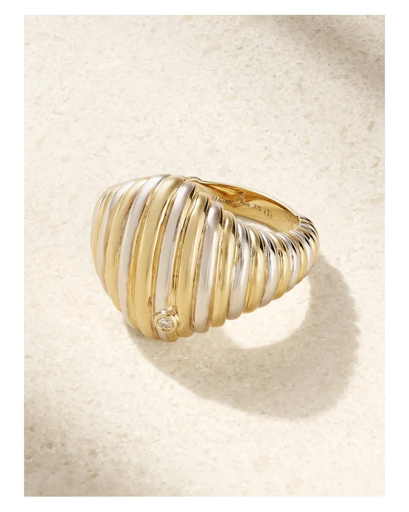 Yvonne Léon Chevalière Berlingot Ring Aus 9 Karat Gelb- Und Weißgold Mit Diamant Gold