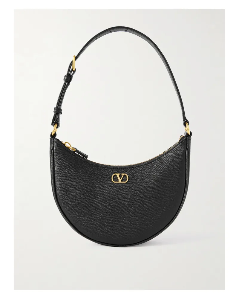 Valentino Garavani Vlogo Mini Schultertasche Aus Strukturiertem Leder - Schwarz Schwarz