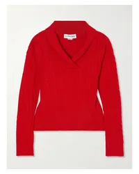 Victoria Beckham Asymmetrischer Zopfstrickpullover aus Wolle Rot