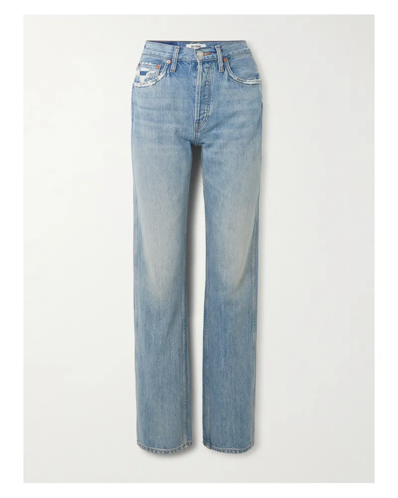 RE/DONE 90s Hoch Sitzende Jeans Mit Geradem Bein Aus Bio-denim Mit Distressed-details - Blau Blau
