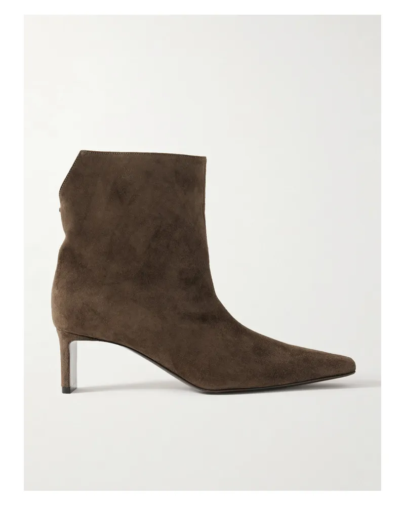 KHAITE Ona Suede Ankle Boots - Brown Brown