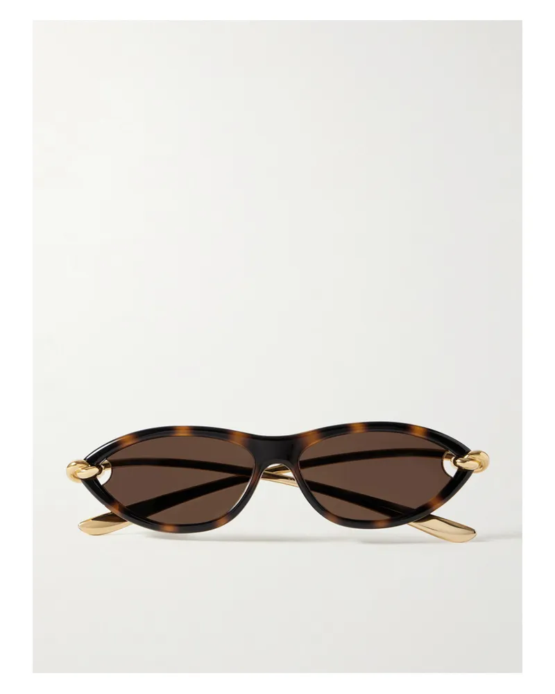 Bottega Veneta New Knot Cat-eye Tortoiseshell Acetate And Gold-tone Sunglasses Tortoiseshell