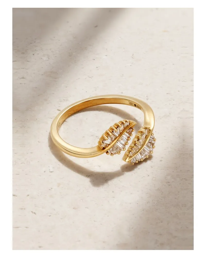 ANITA KO Small Palm Leaf Ring Aus 18 Karat Gold Mit Diamanten Gold