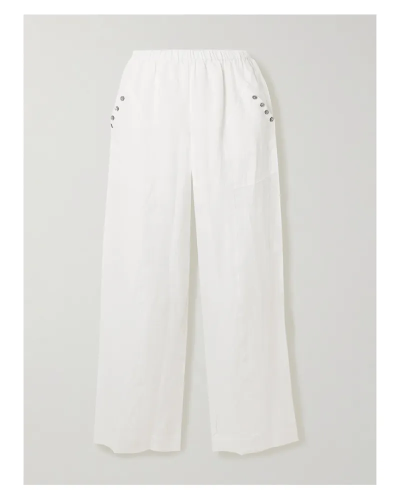 Deiji Studios Washed-linen Wide-leg Pants - White White