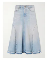 Ganni Tint Midi-jeansrock mit Fransen Blau