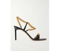 Zenith Slingback-sandalen Aus Leder Mit Kette - Schwarz