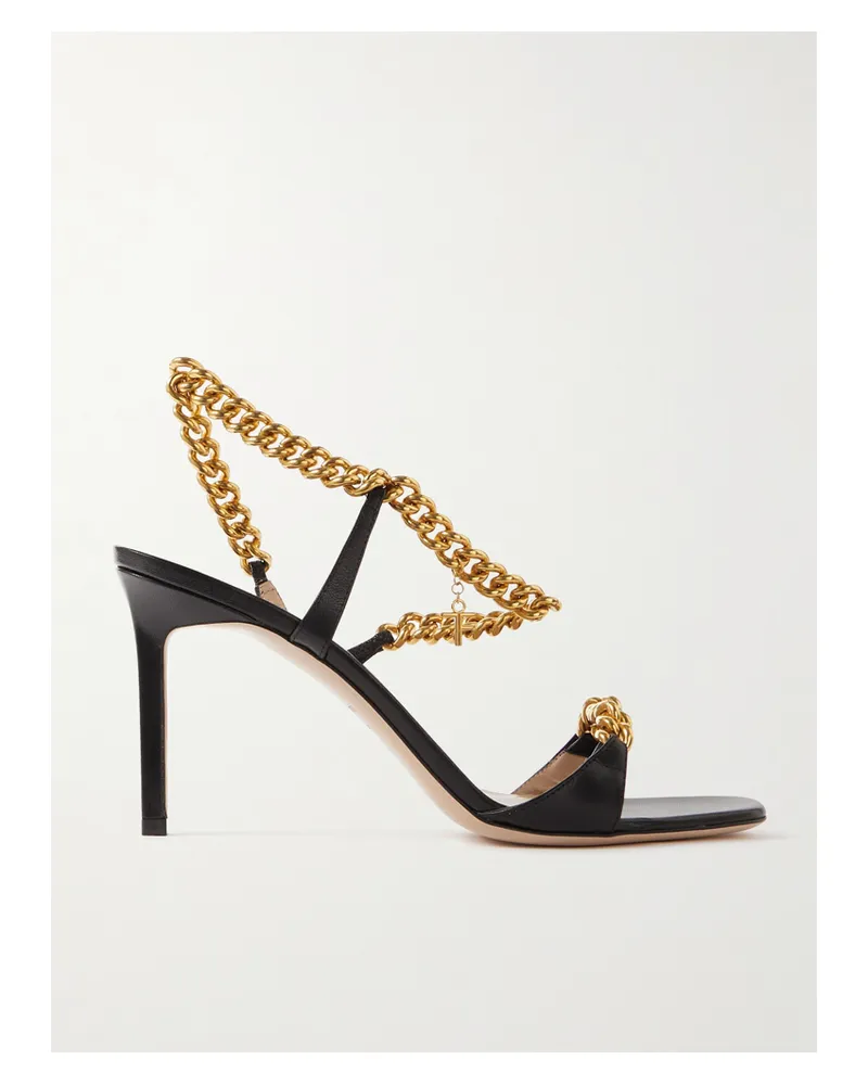 Tom Ford Zenith Slingback-sandalen Aus Leder Mit Kette - Schwarz Schwarz